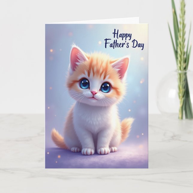 Fathers Day Stripes Kitten Card (Front)