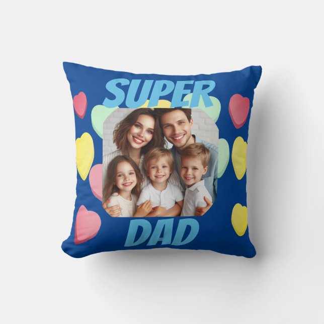 Father's Day Super Dad | Spanish Message  Cushion (Front)
