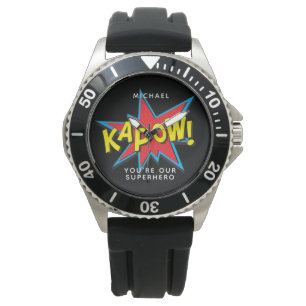 Father's Day Superhero Comic Custom Name Watch