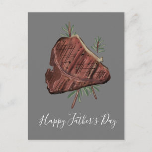 Father's Day T Bone Steak Rosemary Sprigs Postcard