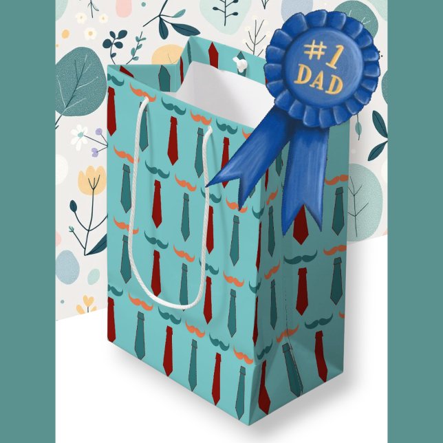 Father's Day Teal and Orange tie Dad  Medium Gift Bag (Father's Day Teal and Orange tie Dad Medium Gift Bag)