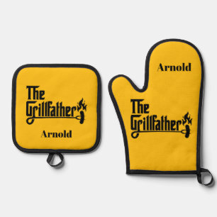Father's Day The Grillfather Personalised Oven Mitt & Pot Holder Set
