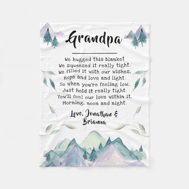 Fathers Day Thinking of You Grandpa from Grandkids Fleece Blanket (Front)