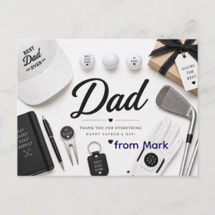 Father's Day to golf Dad in green with love Note Holiday Postcard
