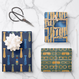 Father's Day Tools & Ties Wrapping Paper Sheets