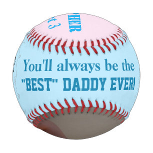 Father's Day Triplet Boy Blue Pink Photo Baseball