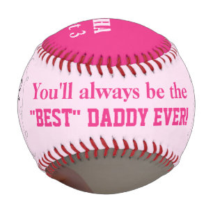 Father's Day Triplet Girl's Pink Photo Baseball
