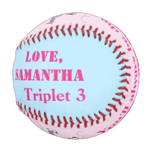 Father's Day Triplets Pink Blue Photo Baseball