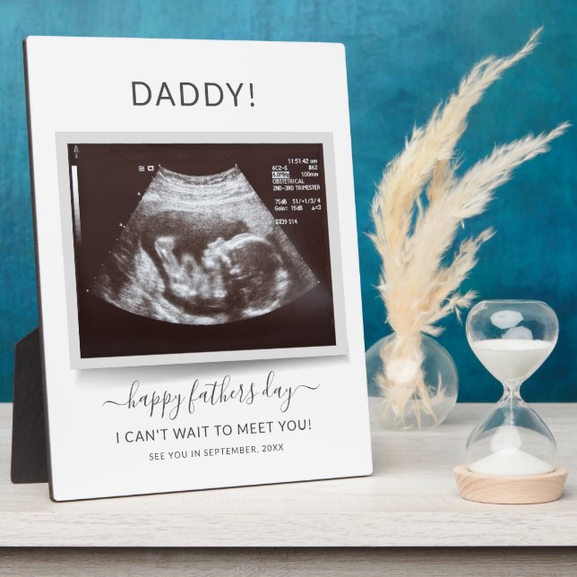 Fathers Day Ultrasound Photo Pregnancy Reveal Dad Plaque (Side)