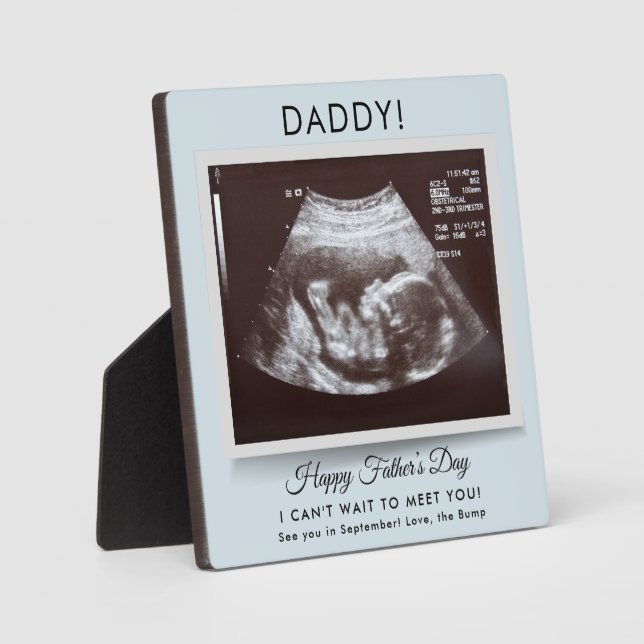 Fathers Day Ultrasound Pregnancy Announcement Dad Plaque (Front)