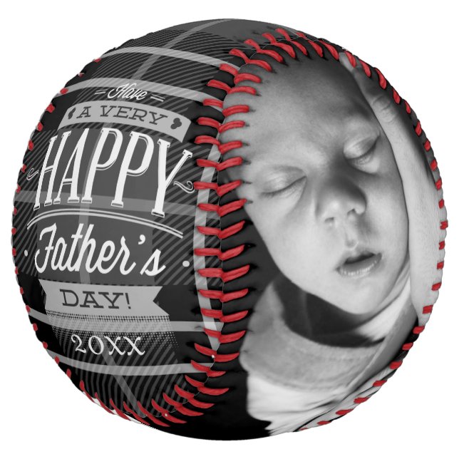 Fathers Day Unique Personalised (Black Plaid) Softball (Angled)