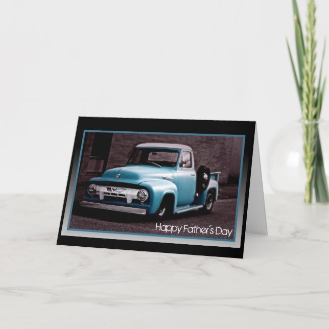 Father's Day - Vintage Blue Pickup Truck Card (Front)