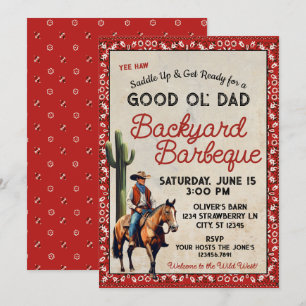 Fathers Day Western Barbeque Invitation