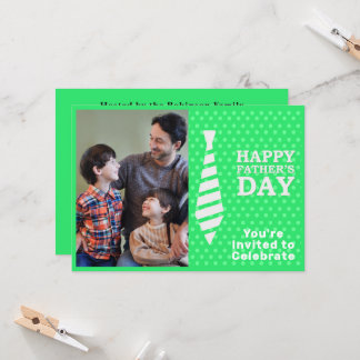 Fathers Day White Tie Light Green Dots Photo Party Invitation