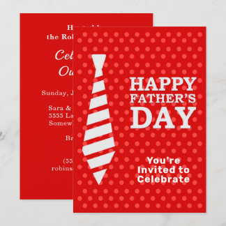 Fathers Day White Tie Red Dots Dinner BBQ Party Invitation