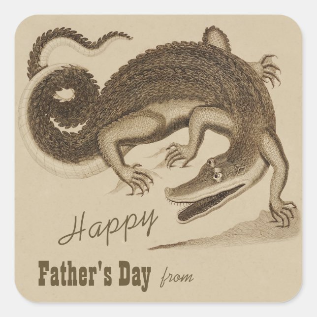 Father's day Wild dancing happy crocodile CC1121 Square Sticker (Front)