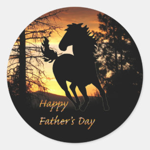 Father's Day Wild Horse Sunset Stickers