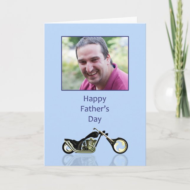 Father's Day with a photo and motorcycle Card (Front)