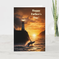 Fathers Day with Lighthouse Whale Sunset Ocean