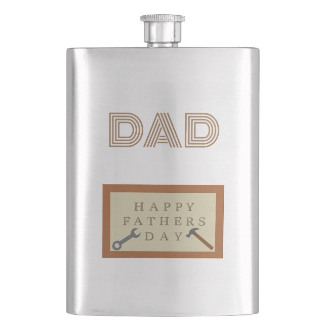 Fathers Day Wooden Sign Custom Hip Flask (Front)