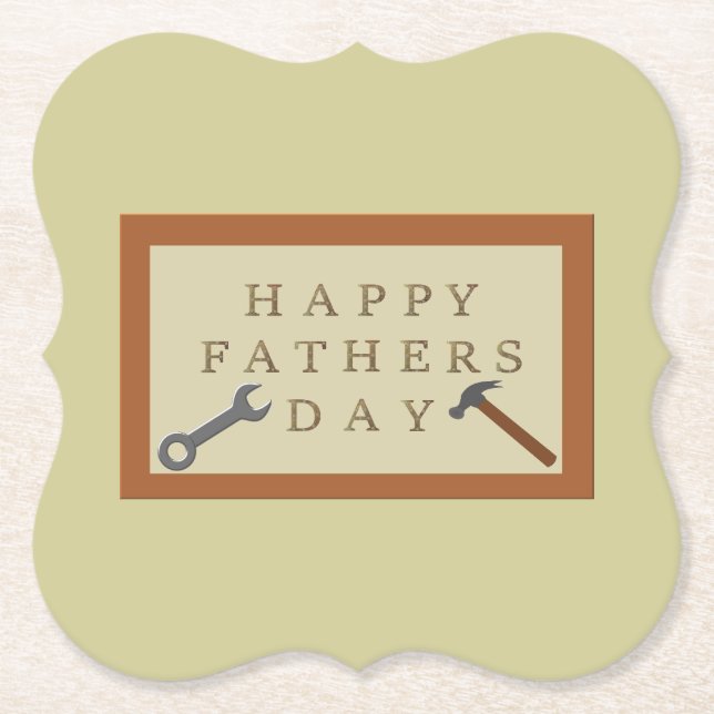 Fathers Day Wooden Sign Paper Coaster (Front)