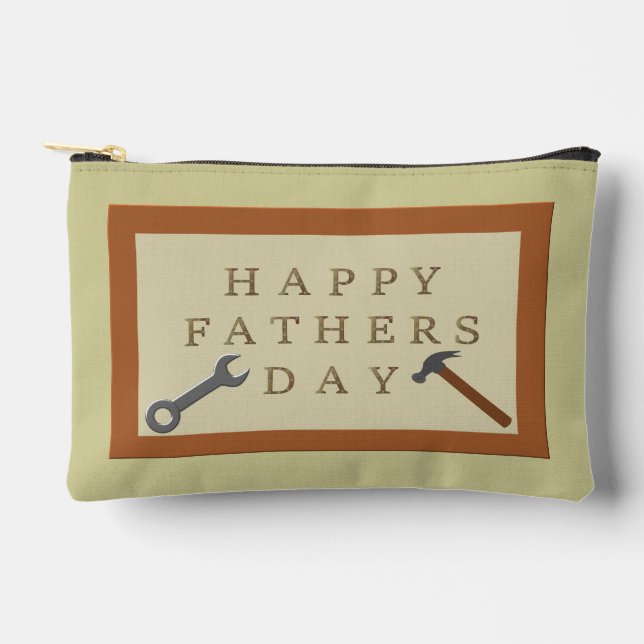 Fathers Day Wooden Sign Patterned Accessory Pouch (Front)