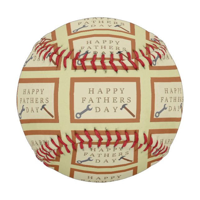 Fathers Day Wooden Sign Patterned Baseball (Front)