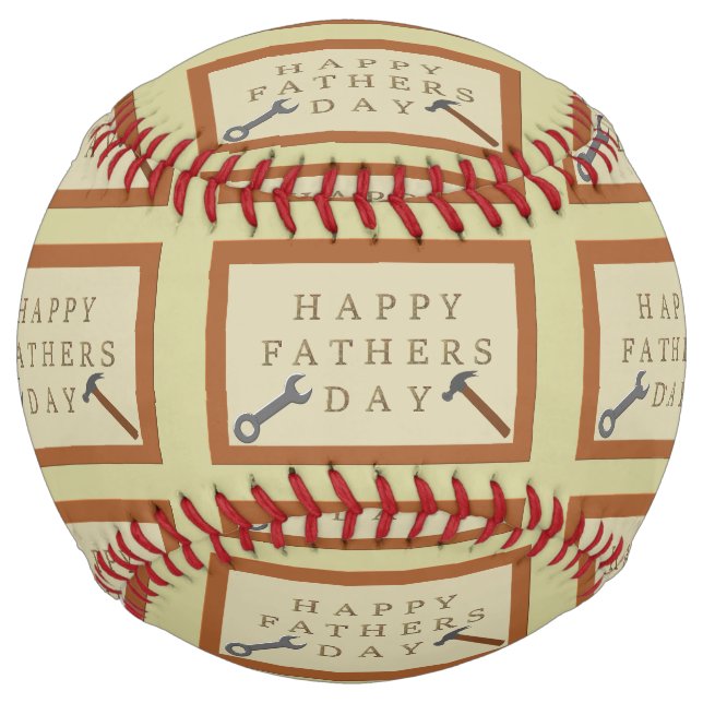 Fathers Day Wooden Sign Patterned Softball (Front)