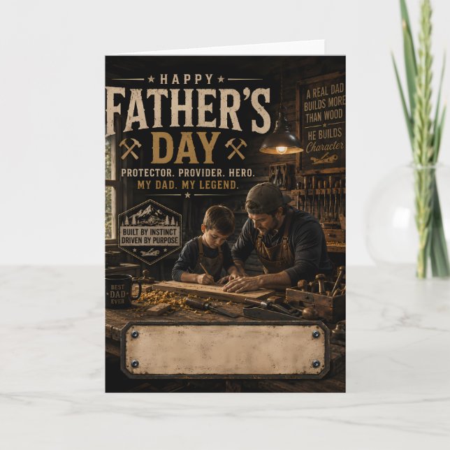 Father's Day Woodworking Father Son Greeting Card (Front)