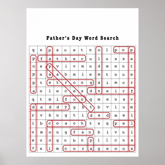 Father's Day Word Search Poster (Front)