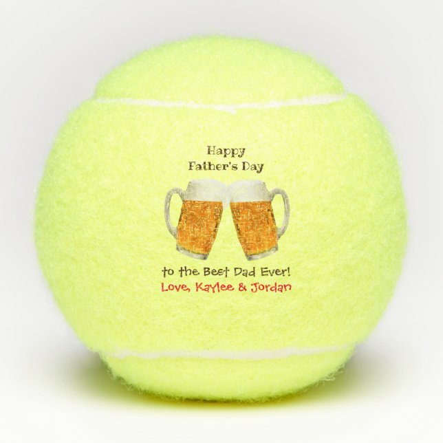Father's Day World's Best Dad Ever Beer Cheers Tennis Balls (Front)