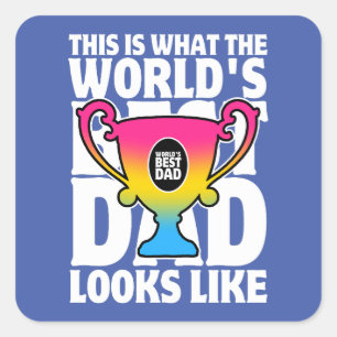 Father's Day World's Best Dad Pansexual Flag Colou Square Sticker