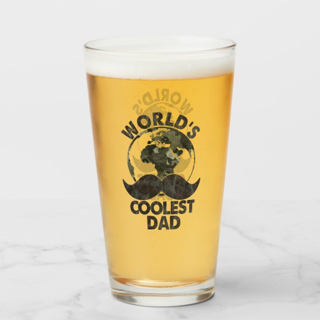 Father's Day World's Coolest Dad Glass (Front Filled)