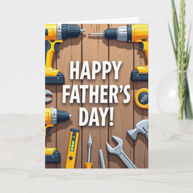 Fathers Day Wrench Wood Card (Front)