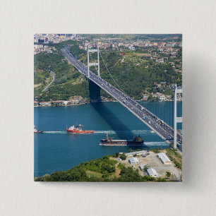 Fatih Sultan Mehmet Bridge over the Bosphorus, 15 Cm Square Badge