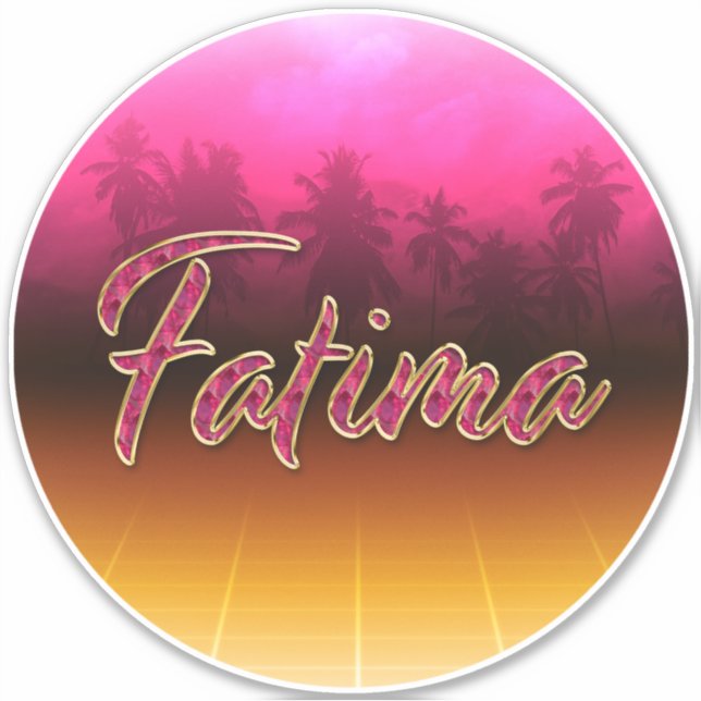 Fatima First Name Golden pink Sticker (Front)
