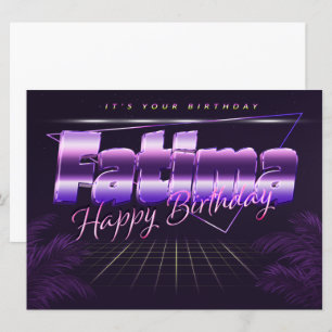 Fatima Name Vorname lila retro Karte Geburtstag Card