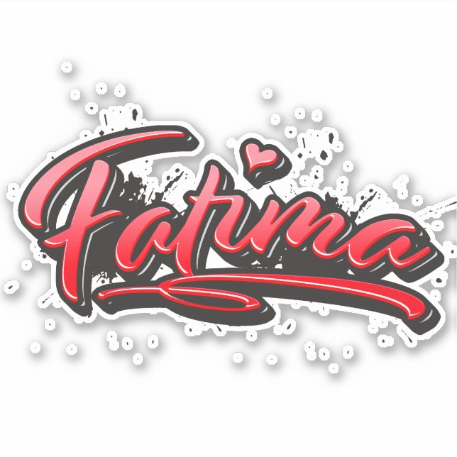 Fatima red heart graffiti sticker (Front)