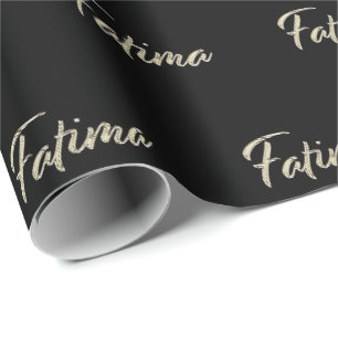 Fatima white gold hand writing gift wrapping paper
