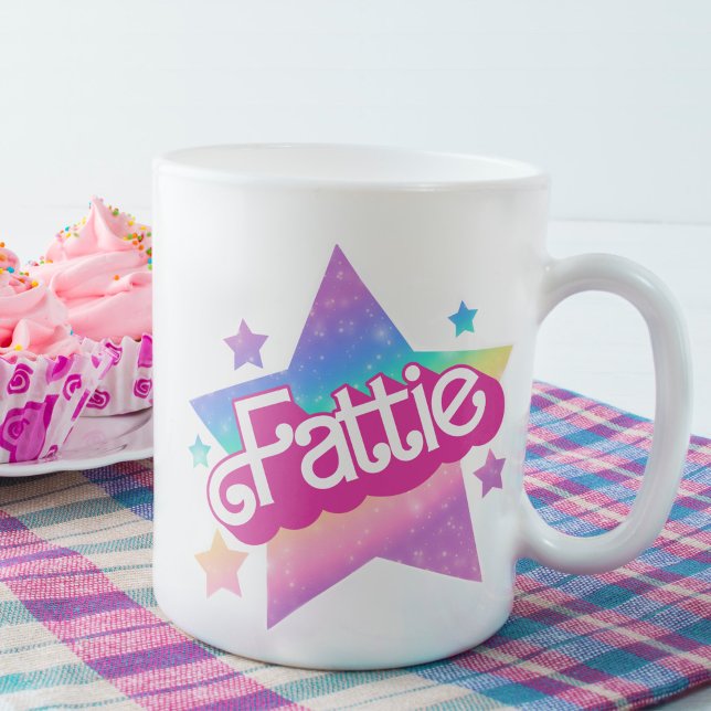 Fattie Plus Size Rainbow Retro 90's Nostalgia Star Coffee Mug (Creator Uploaded)