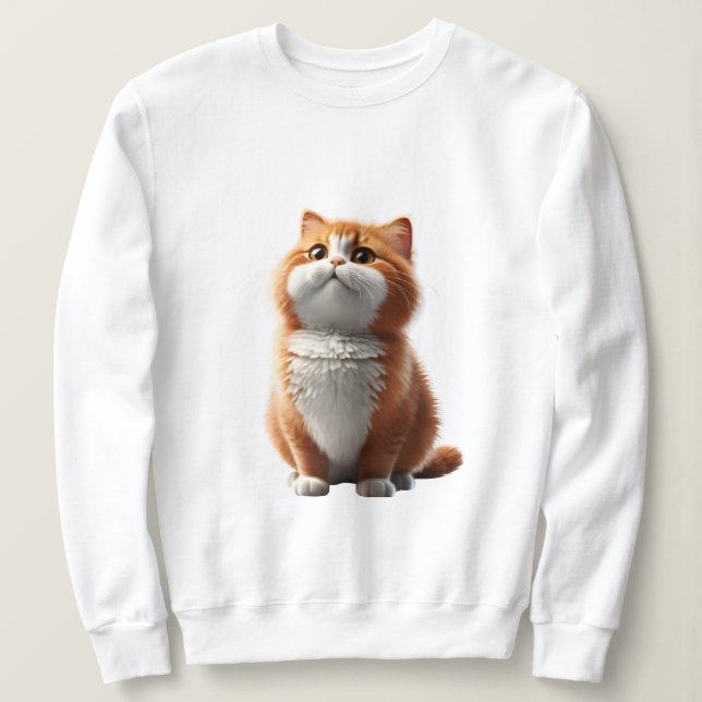 Fatty Cat Sitting Somewhere Neat Background Sweatshirt (Design Front)