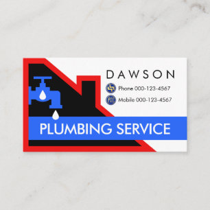 Faucet Leaking Under Red Building Frame Business Card