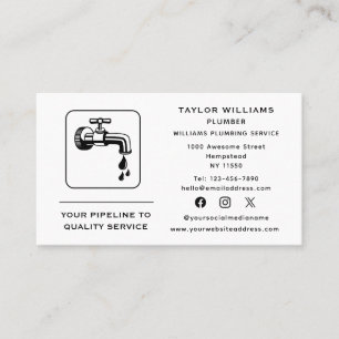 Faucet Water Drop Plumber Plumbing Social Media Business Card