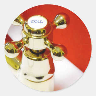 Faucet's cross handle classic round sticker