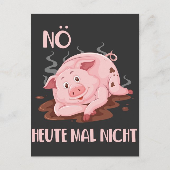 Faules Schwein Keine Lust Schweinchen Bauernhof Postcard (Front)