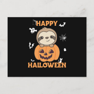 Fault In Pumpkin Sweet Sloths To Halloween Postcard