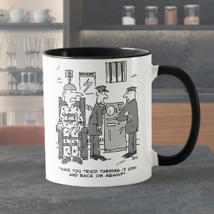 Faulty Electric Chair Cartoon - Funny Two-Tone Cof Mug