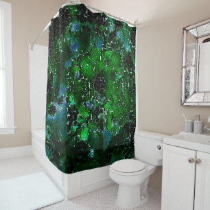 Faulty mosaic of water plant lagoon night photo shower curtain