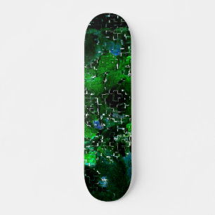 Faulty mosaic of water plant lagoon night photo    skateboard