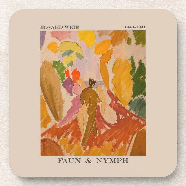 Faun and Nymph 1941 by Edvard Weie Coaster (Front)